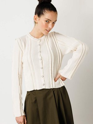 Büzgü Detaylı Hırka Krem