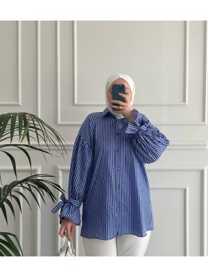 Butik Emimoza Liza Gömlek Koyu Mavi