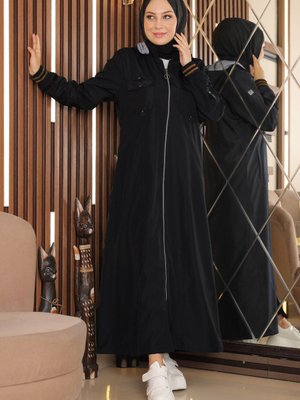 Fermuarlı Cepli Mont Siyah