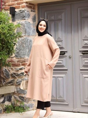 Krep Kumaş Cepli Tunik