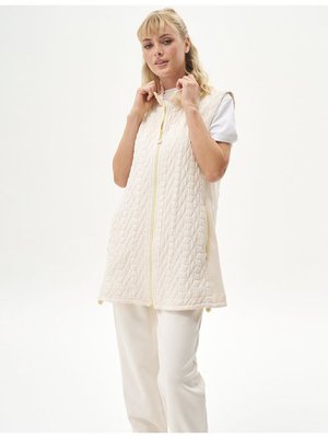 Fermuar Detaylı Kapitone Yelek Krem Fermuar Detaylı Kapitone Yelek Krem