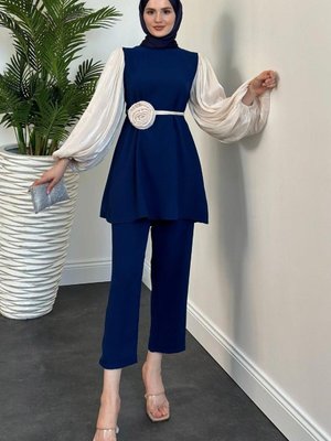 Samara Gül Detay Pantolon Takım Lacivert
