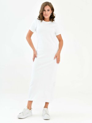 Kısa Kollu Fitilli Bisiklet Sıfır Yaka Terletmeyen Pamuklu Içlik Uzun Elbise Astar Beyaz