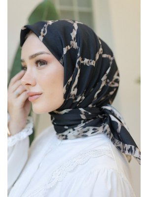 Siyah Nell Desenli Soft Eşarp