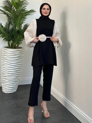 Samara Gül Detay Pantolon Takım Krem