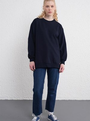 İki İplik Basic Lacivert Sweatshirt