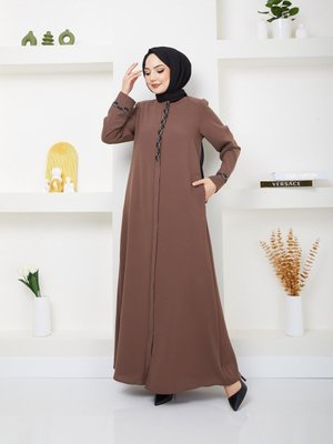 Büyük Beden Taş Detaylı Ferace