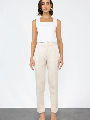 Bej Yüksek Bel Pantolon