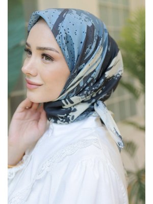 Mavi Loni Desenli Soft Eşarp