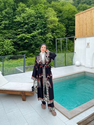 Kuşaklı Desenli İkili Takım