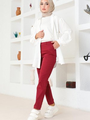 Dar Paça Pantolon Kırmızı Dar Paça Pantolon Kırmızı
