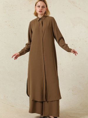 Medine İpeği Tunik Takım Kahverengi Medine İpeği Tunik Takım Kahverengi