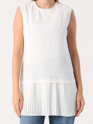 Kolsuz Piliseli Pamuklu Penye İçlik Tunik