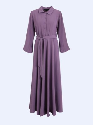 Vintage Mor Aerobin Yarım Pat Kemerli Elbise