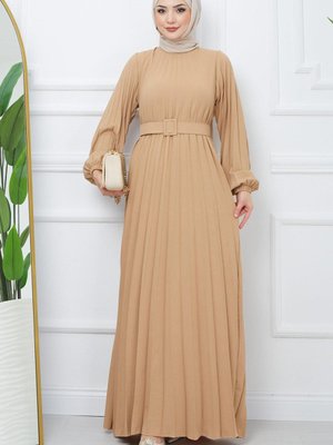 Kemerli Piliseli Aerobin Elbise Camel Kemerli Piliseli Aerobin Elbise Camel