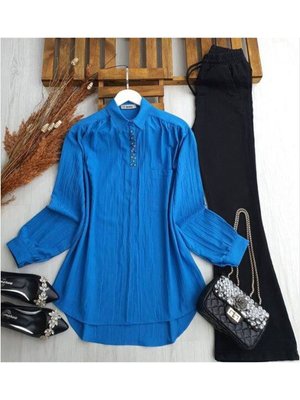 Renkli Taş İşlemeli Gömlek