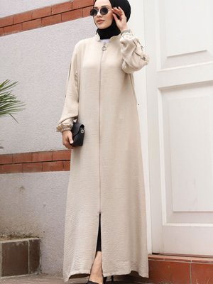 Arkası A Pileli Kolu Düğme Detaylı Ferace