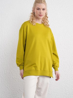 İki İplik Basic Olive Sweatshirt
