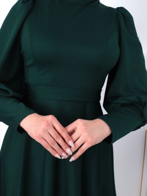 Balon Kol Pile Etek Detaylı Tesettür Elbise Balon Kol Pile Etek Detaylı Tesettür Elbise