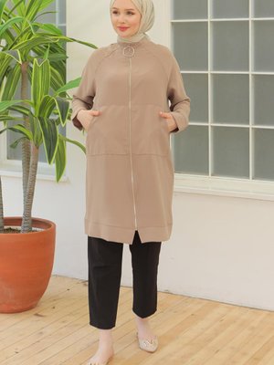 Trend İpek Krep Kumaşlı Sırtı Yıldızlı Fermuarlı Ceket Trend İpek Krep Kumaşlı Sırtı Yıldızlı Fermuarlı Ceket