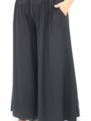 Siyah Büyük Beden Belmando Beli Lastikli Etek Pantolon