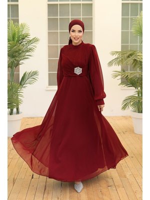 Bordo Büyük Beden Gizem Şifon Abiye Bordo Büyük Beden Gizem Şifon Abiye