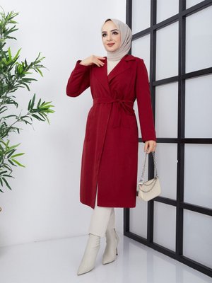 Mevsimlik Kemerli Düğmesiz Astarlı Trençkot