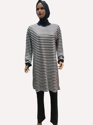 Giyim Tunik Siyah Beyaz Penye