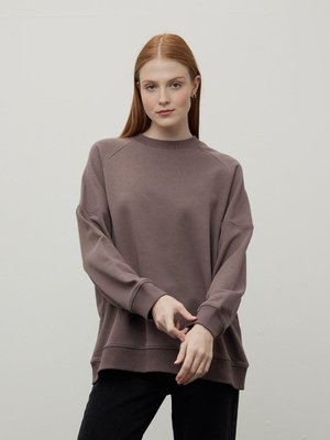 Oversıze Ribanalı Sweatshırt Mürdüm