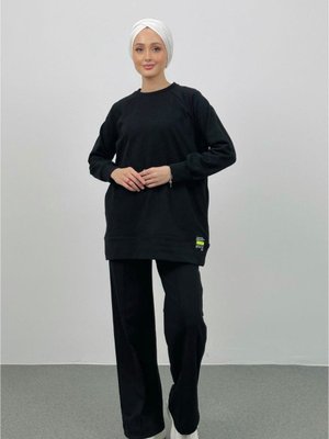 Rener Süs Etiketli Oversize Siyah Alt Üst Takım