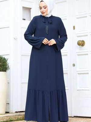 Kolu Volanlı Yakası Bağlama Detaylı Ferace