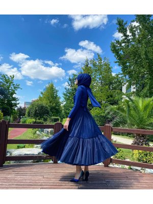 Lacivert Caroline Elbise