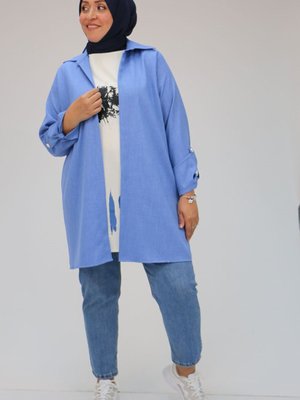 İndigo Büyük Beden Baskılı Ceket İçlik Takım İndigo Büyük Beden Baskılı Ceket İçlik Takım