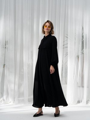 Kapaklı Ferace Siyah Bol Kalıp