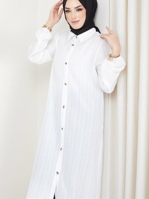 Yazlık Uzun Pamuklu Tunik Beyaz Yazlık Uzun Pamuklu Tunik Beyaz