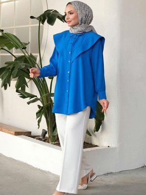 Şerit Detaylı Gömlek Mavi