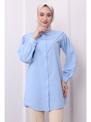 Mavi Ön Katlı Tunik Mavi Ön Katlı Tunik