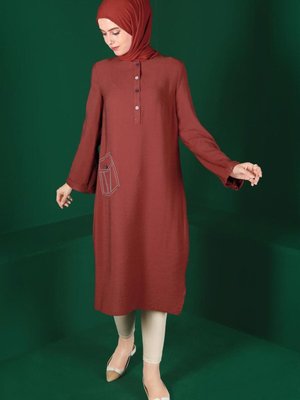 Renkli Düğmeli Uzun Tunik