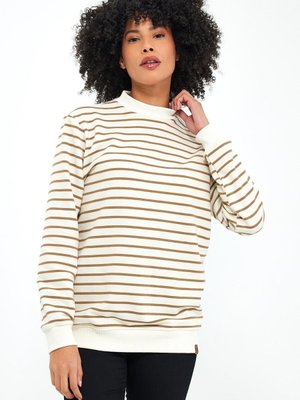 Kahverengi Bisiklet Yaka Çizgili Sweatshirt Kahverengi Bisiklet Yaka Çizgili Sweatshirt