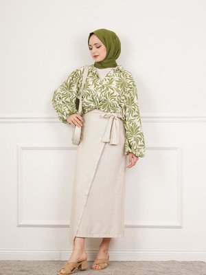 Bağlamalı Keten Etek Bağlamalı Keten Etek