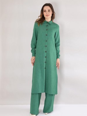 Uzun Keten Tunik Yeşil