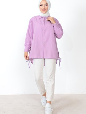 Yanı Büzgülü Tunik Lila