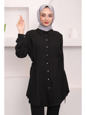 Siyah Yan Detaylı Tunik