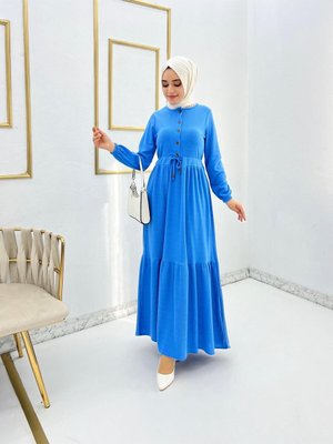 Bürümcük Örme Yarım Düğmeli Elbise Bürümcük Örme Yarım Düğmeli Elbise