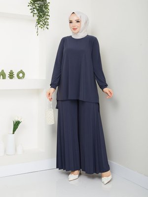 Harika Rahat Ve Şık Kendinden Kalın Piliseli Pantolon Düz Sade Tunik İkili Takım ??
