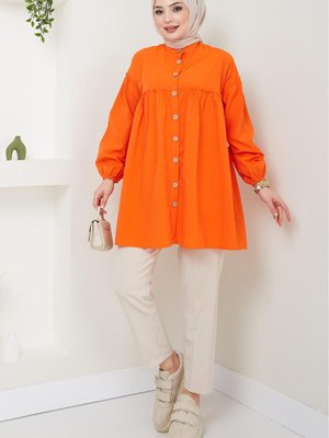 Büzgülü Tunik Turuncu Büzgülü Tunik Turuncu