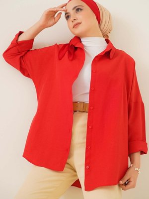 Oversize Basic Gömlek Burgonya Oversize Basic Gömlek Burgonya