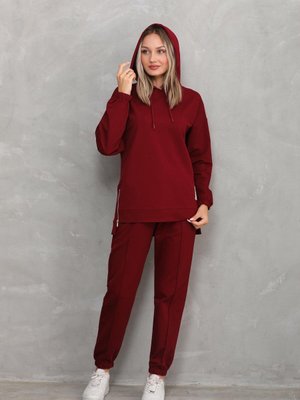 Bordo Fermuar Yırtmaçlı Spor Takım