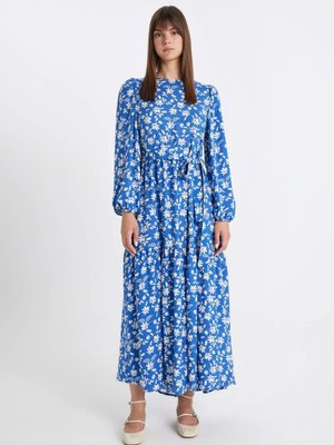 Bisiklet Yaka Baskılı Uzun Kollu Elbise D3903axns