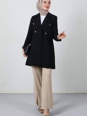 Düğmeli Blazer Ceket Siyah